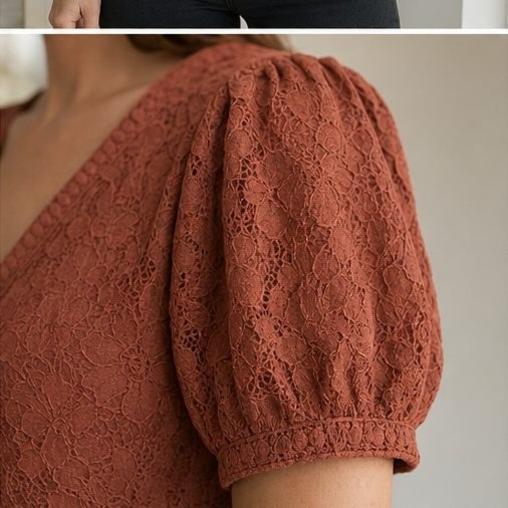 Rust Puff Sleeve Top - Picture 5 of 6